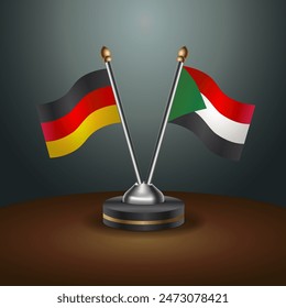 Germany and Sudan table flags relation with gradient backgrund. Vector Illustration