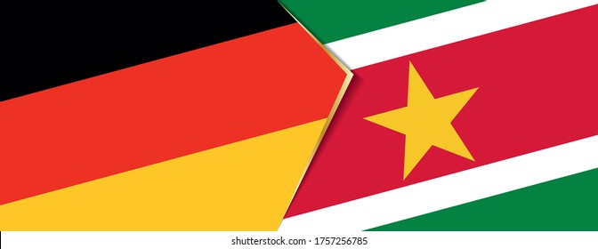 Deutschland und Suriname Flaggen, zwei Vektorfahnen Symbol für Beziehung oder Konfrontation.