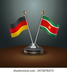 Germany and Suriname table flags relation with gradient backgrund. Vector Illustration