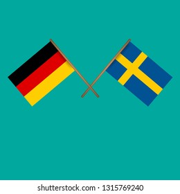 Germany and Sweden crossed flags.Language learning or travel concept.