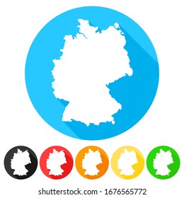 Germany Symbol Map Icon Round. Flat Vector Art Design with Shadow. Gradient Color Banner.