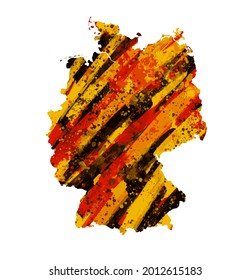 Germany symbol, poster, banner. Germany map with national flag decoration. Watercolor painting style. Germany map with national flag. Vector.