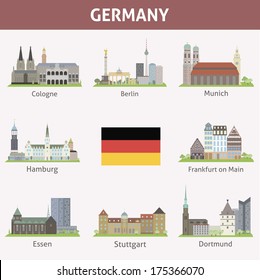 Germany. Symbols of cities. Vector set