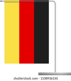Germany table flag. Metal flagpole. National flag of Germany vector illustration