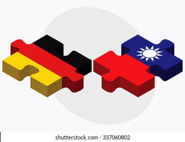 Germany and Taiwan Flags in puzzle isolated on white background
