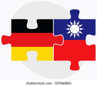 Germany and Taiwan Flags in puzzle isolated on white background