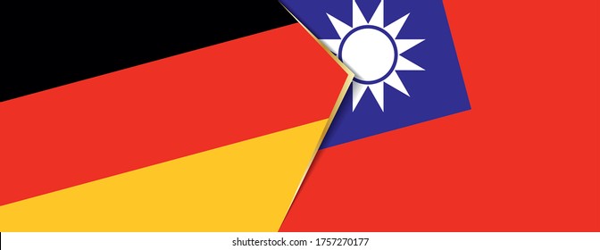 Deutschland und Taiwan Flaggen, zwei Vektorfahnen Symbol für Beziehung oder Konfrontation.