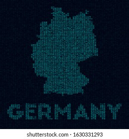 Germany tech map. Country symbol in digital style. Cyber map of Germany with country name. Artistic vector illustration.