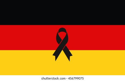 Germany terror - black ribbon condolence on german flag vector