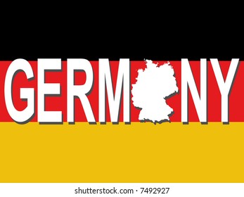 Germany text with map on German flag illustration