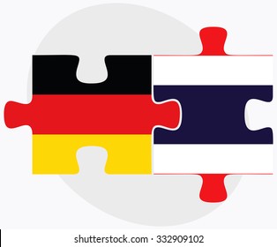 Germany and Thailand Flags in puzzle isolated on white background