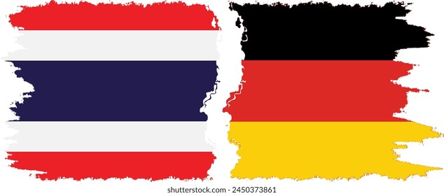 Germany and Thailand grunge flags connection, vector