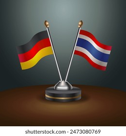 Germany and Thailand table flags relation with gradient backgrund. Vector Illustration