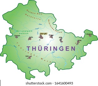 Germany Thuringia - Map of the Land of Thuringia (Thuringen)