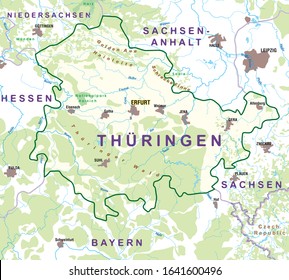 Germany Thuringia Map Land Thuringia Thuringen Stock Vector (Royalty ...