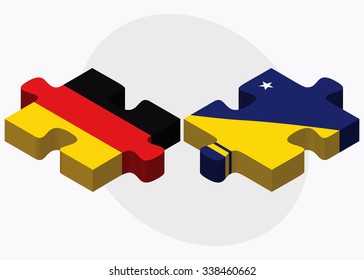 Germany and Tokelau Flags in puzzle isolated on white background