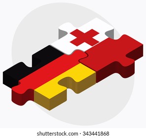 Germany and Tonga Flags in puzzle isolated on white background