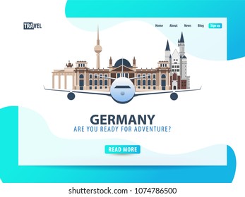 Germany. Travel banner or web template for web site or landing page. Time to travel. Vector UI illustration