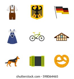 Germany travel icons set. Flat illustration of 9 Germany travel vector icons for web