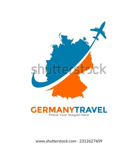 Germany travel with plane logo vector logo design. Suitable for business, transportation, technology, vacation, and travelling