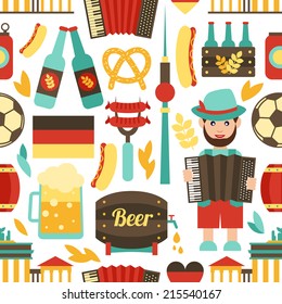 Germany travel tourist attractions seamless pattern vector illustration