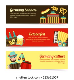 Germany travel traditional food culture Oktoberfest banner set isolated vector illustration