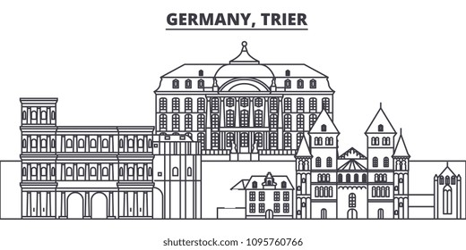 Germany, Trier line skyline vector illustration. Germany, Trier linear cityscape with famous landmarks, city sights, vector landscape. 