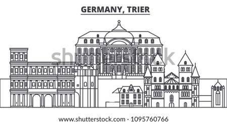Germany, Trier line skyline vector illustration. Germany, Trier linear cityscape with famous landmarks, city sights, vector landscape. 