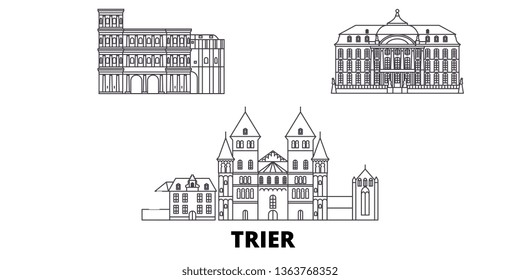 Germany, Trier line travel skyline set. Germany, Trier outline city vector illustration, symbol, travel sights, landmarks.