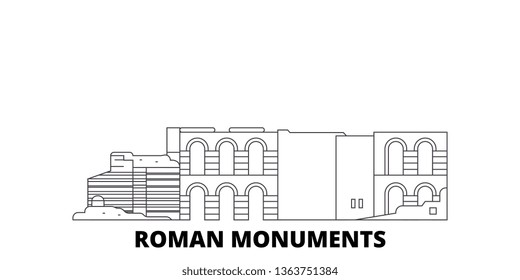 Germany, Trier, Roman Monuments, Cathedral Of St. Peter And Church Of Our Lady line travel skyline set. Germany, Trier, Roman Monuments, Cathedral Of St. Peter And Church Of Our Lady outline city