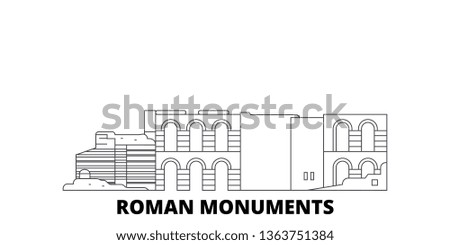 Germany, Trier, Roman Monuments, Cathedral Of St. Peter And Church Of Our Lady line travel skyline set. Germany, Trier, Roman Monuments, Cathedral Of St. Peter And Church Of Our Lady outline city