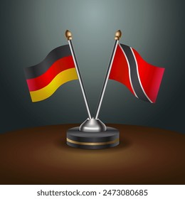 Germany and Trinidad and Tobago table flags relation with gradient backgrund. Vector Illustration