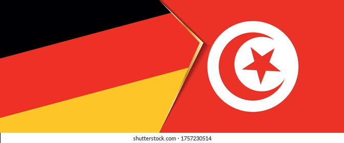 Deutschland und Tunesien - zwei Vektorflaggen - Symbol für Beziehung oder Konfrontation.