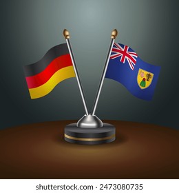 Germany and Turk and Caicos table flags relation with gradient backgrund. Vector Illustration