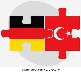 Germany and Turkey Flags in puzzle isolated on white background