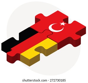 Germany and Turkey Flags in puzzle isolated on white background
