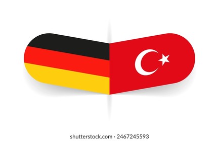 Germany and Turkey flags. Turkish and German flag, national symbol design. Vector illustration.