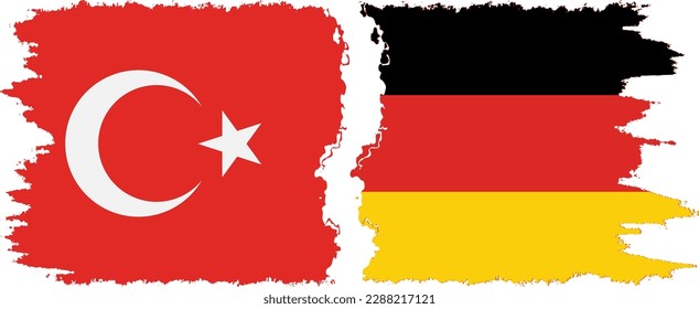Verbindung zwischen Deutschland und der Türkei mit Grunge-Flaggen, Vektorgrafik