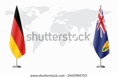 Germany and Turks and Caicos flags for official meeting against background of world map.