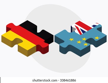 Germany and Tuvalu Flags in puzzle isolated on white background