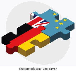 Germany and Tuvalu Flags in puzzle isolated on white background