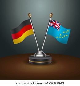 Germany and Tuvalu table flags relation with gradient backgrund. Vector Illustration