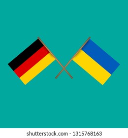 Germany and Ukraine crossed flags.Language learning or travel concept.