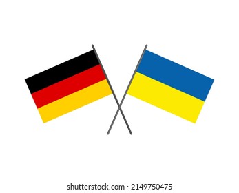 Banderas de Alemania y Ucrania cruzadas. Un símbolo de amistad y apoyo. Apoyen a Ucrania.