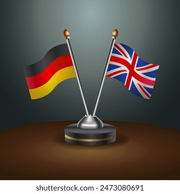 Germany and United Kingdom table flags relation with gradient backgrund. Vector Illustration