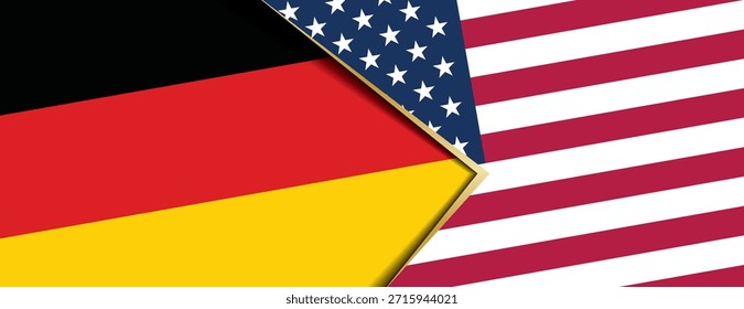 Germany and United States flags overlapping symbolizing strong economic partnership and diplomatic ties