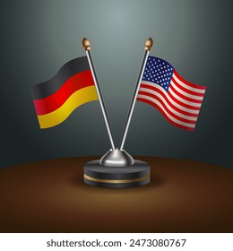 Germany and United States table flags relation with gradient backgrund. Vector Illustration