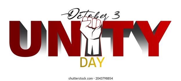 Germany Unity Day 3rd October. Text on a weaving flag of Germany.