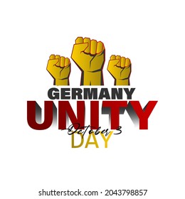 Germany Unity Day 3rd October. Text on a weaving flag of Germany.
