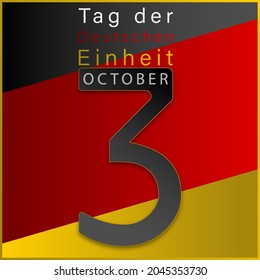 Germany Unity Day 3rd October. Text on a weaving flag of Germany.